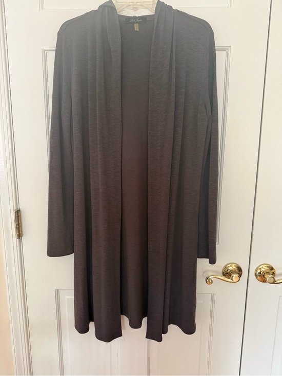Laila Jayde Sweaters - LAILA JAYDE WOMENS OPEN FRONT HOODED CARDIGAN DARK GREY SIZE SMALL